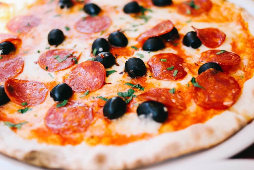 pizza with olives