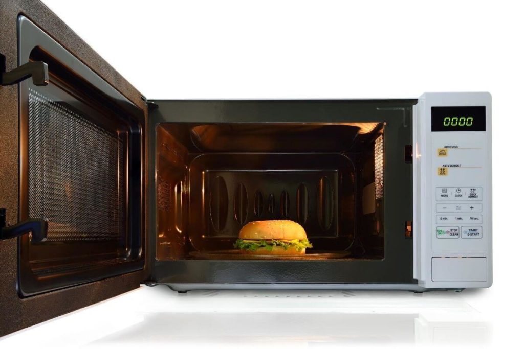 Reheat burger using microwave