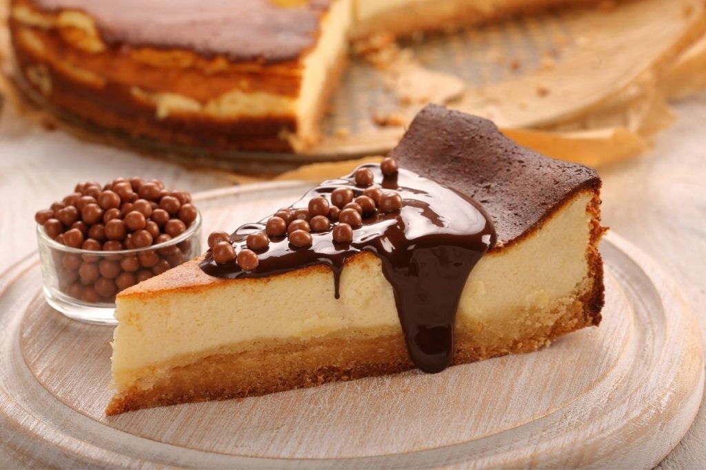 Melted Chocolate topping on cheesecake