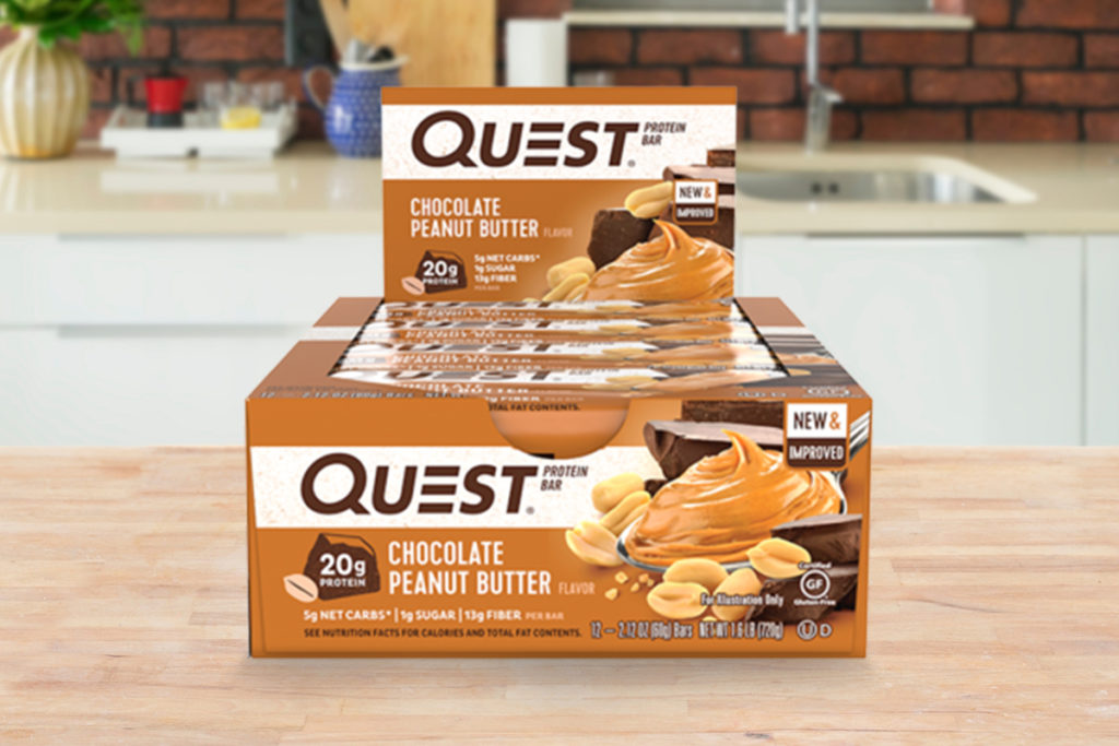 Chocolate Peanut Butter flavored Quest Bar