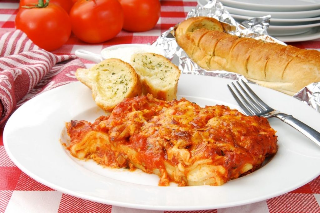 Bread with lasagna