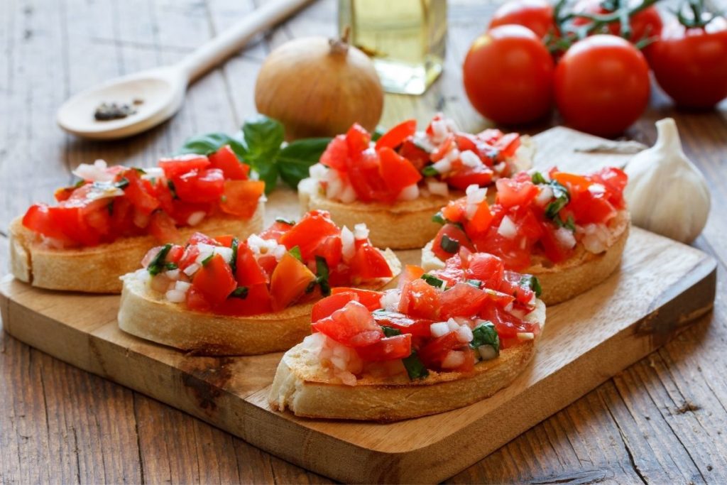 Bruschetta side dish with lasagna