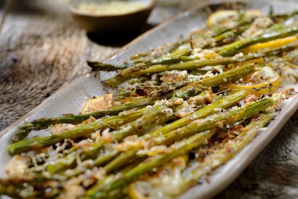 Side Dish of Roasted Asparagus with Parmesan Cheese