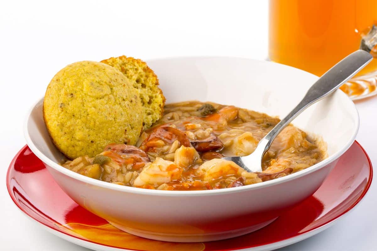 cornbread muffin served with gumbo - what to serve with gumbo