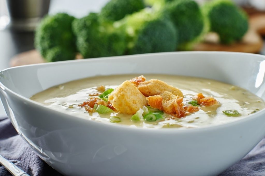 Bacon Crumbles and Croutons - What to Serve with Broccoli Cheese Soup