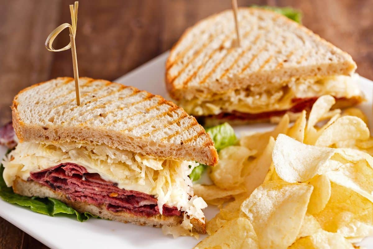 Reuben Sandwich with Potato Chips - What to Serve with Reuben Sandwiches