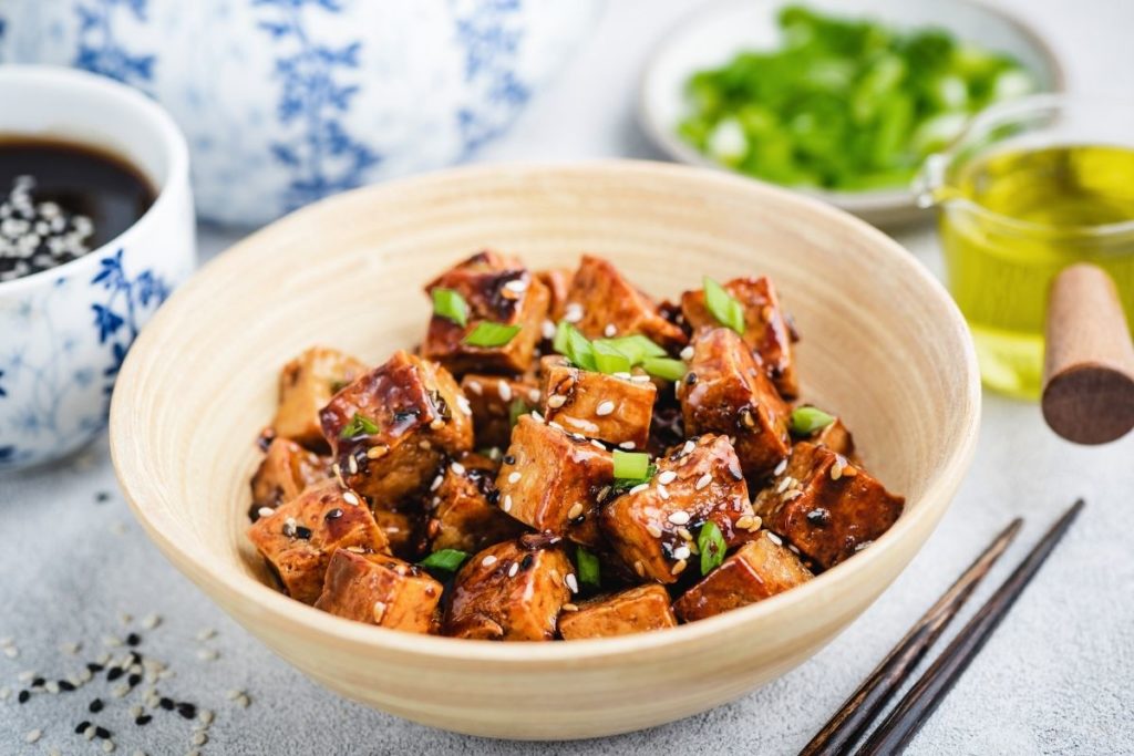 Honey Garlic Chicken sides - Terriyaki Tofu