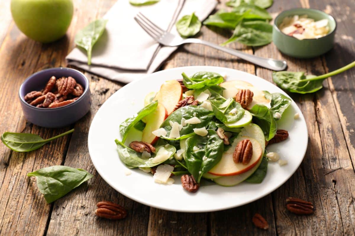 Apple feta spinach salad