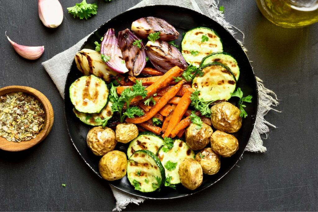 Roasted Vegetables with Cheese - What to serve with Pizza at a Birthday Party